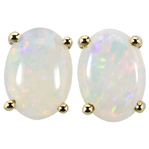  *   A BRILLIANT FIRE 18KT GOLD PLATED AUSTRALIAN WHITE OPAL STUD EARRINGS