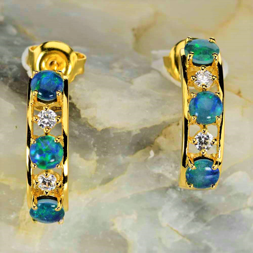  A SHINE ON GOLD PLATED AUSTRALIAN OPAL DROP EARRINGS