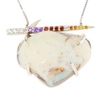 *MAGICAL HEIRLOOM 30 MILLION YEAR OLD STERLING SILVER SOLID AUSTRALIAN OPALIZED SHELL NECKLACE