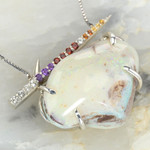 *MAGICAL HEIRLOOM 30 MILLION YEAR OLD STERLING SILVER SOLID AUSTRALIAN OPALIZED SHELL NECKLACE