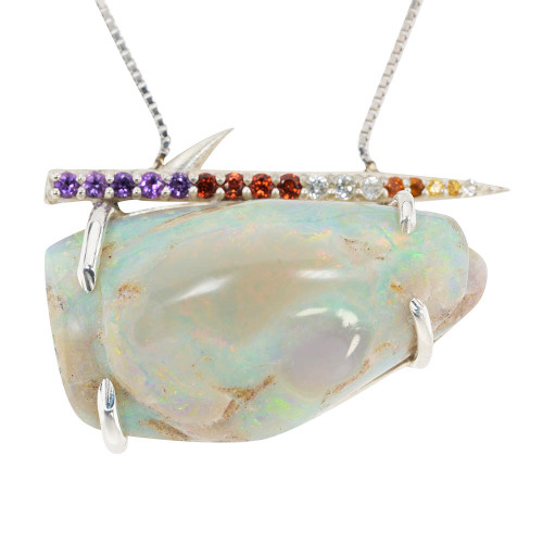 TRADITION 30 MILLION YEAR OLD STERLING SILVER SOLID AUSTRALIAN OPALIZED SHELL NECKLACE