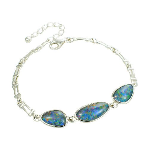 CLASSY CHARM STERLING SILVER AUSTRALIAN OPAL BRACELET