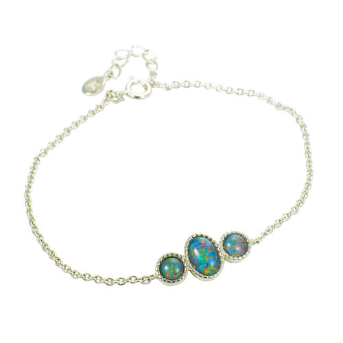 *LIGHT HEARTED LUXURY STERLING SILVER AUSTRALIAN OPAL BRACELET