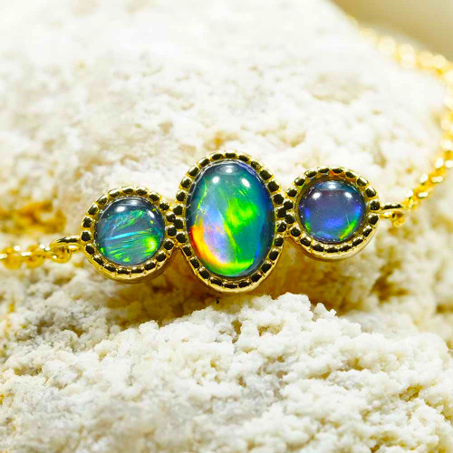 * 1 GRANDEUR GALA STERLING SILVER AUSTRALIAN OPAL BRACELET