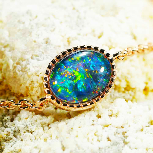 *GLEAMING TRINKETS 18KT ROSE GOLD PLATED AUSTRALIAN OPAL BRACELET