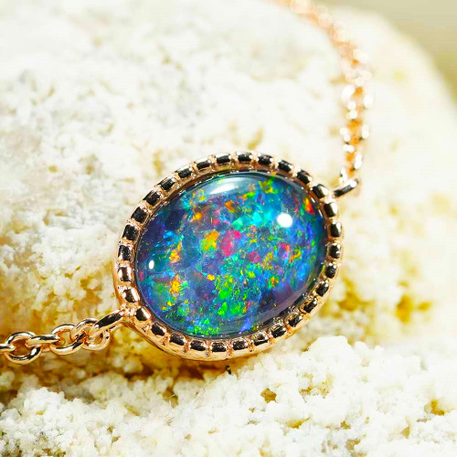 *CRYSTAL CASCADE 18KT ROSE GOLD PLATED AUSTRALIAN OPAL BRACELET