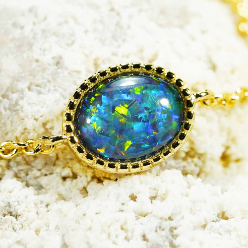 *ENCHANTED SPARKLE 18KT YELLOW GOLD PLATED AUSTRALIAN OPAL BRACELET