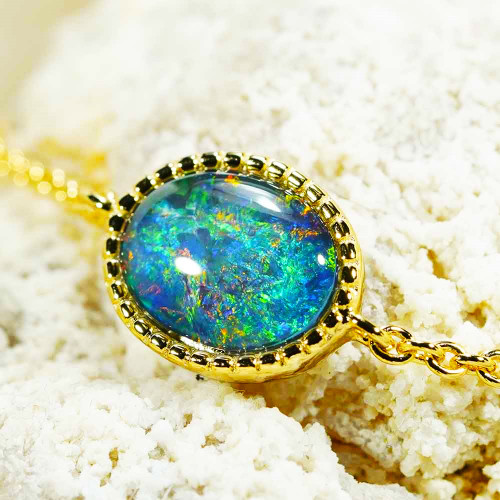 *KALEIDOSCOPIA 18KT YELLOW GOLD PLATED AUSTRALIAN OPAL BRACELET