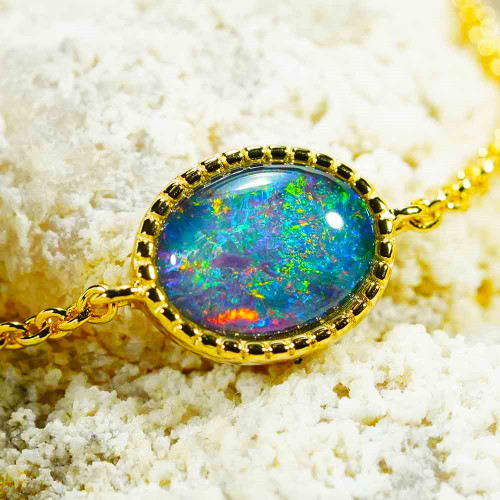 *KALEIDOSCOPIA 18KT YELLOW GOLD PLATED AUSTRALIAN OPAL BRACELET