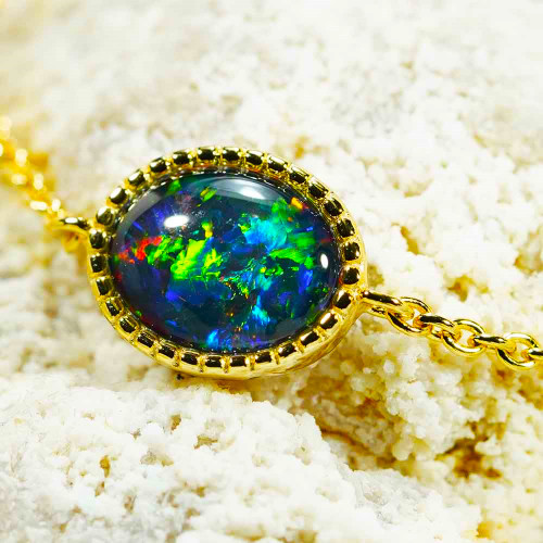 * VIBRANT VISTA 18KT YELLOW GOLD PLATED AUSTRALIAN OPAL BRACELET