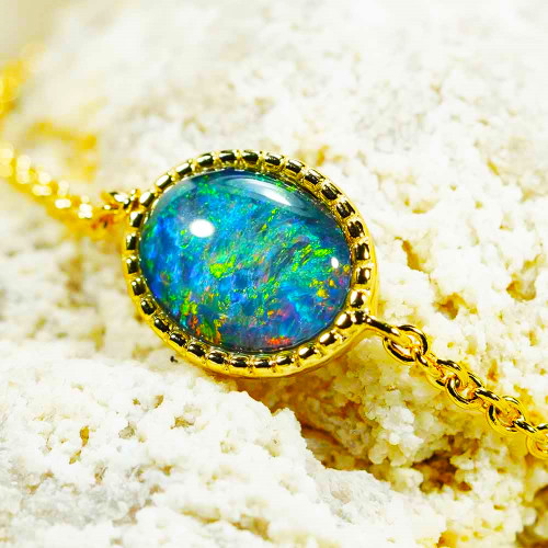 *MOASIC KARATS 18KT YELLOW GOLD PLATED AUSTRALIAN OPAL BRACELET