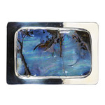 A VINTAGE SILVERSMITH STERLING SILVER AUSTRALIAN OPAL BELT BUCKLE