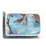 A VINTAGE SILVERSMITH STERLING SILVER AUSTRALIAN OPAL BELT BUCKLE