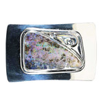 ANTIQUE SOUTH STERLING SILVER AUSTRALIAN OPAL BELT BUCKLE