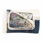 ANTIQUE SOUTH STERLING SILVER AUSTRALIAN OPAL BELT BUCKLE