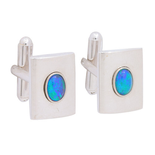 HYDROPONIC LOVE STERLING SILVER AUSTRALIAN OPAL CUFFLINKS