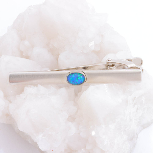 LUXURY MEN'S AUSTRALIAN BLACK OPAL TIE BAR