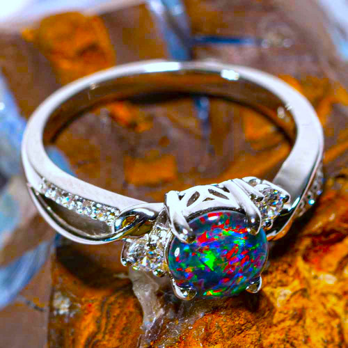   *    DIGI GLITZ STERLING SILVER AUSTRALIAN OPAL RING