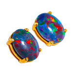  *   A MIAMI OCEAN 14KT YELLOW GOLD AUSTRALIAN OPAL STUD EARRINGS