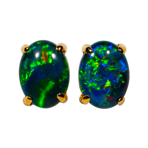 *ELECTRIC LOVE 14KT YELLOW GOLD AUSTRALIAN OPAL EARRINGS