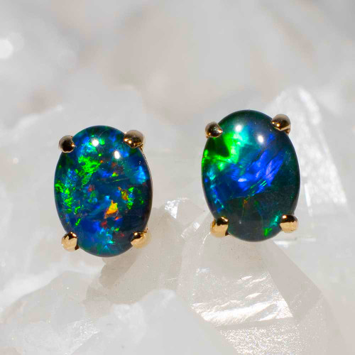 *ELECTRIC LOVE 14KT YELLOW GOLD AUSTRALIAN OPAL EARRINGS