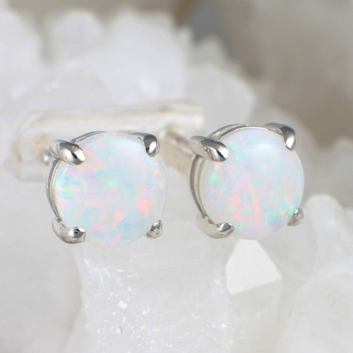 GLACIAL PARADISE 14KT WHITE GOLD STUD EARRINGS