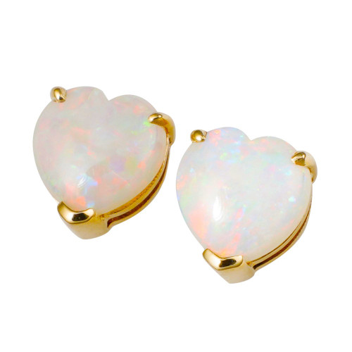 * A GOLD HEART 14KT YELLOW GOLD STUD EARRINGS