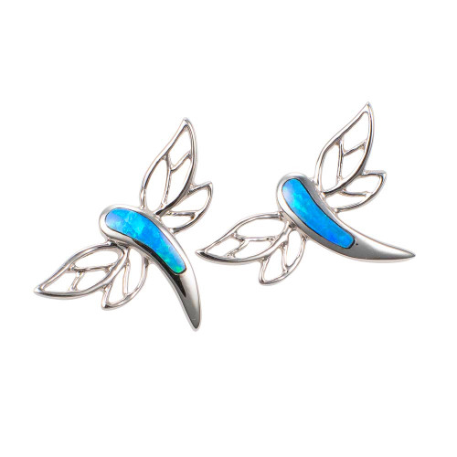 * 1ANGELIC FREEDOM 14KT WHITE GOLD AUSTRALIAN OPAL STUD EARRINGS