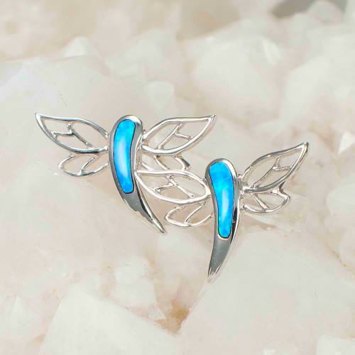 * 1ANGELIC FREEDOM 14KT WHITE GOLD AUSTRALIAN OPAL STUD EARRINGS