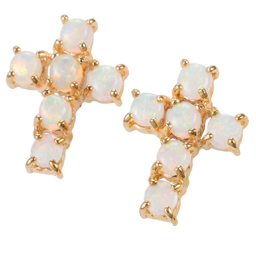 INNER PEACE 14KT YELLOW GOLD AUSTRALIAN SOLID WHITE OPAL STUD EARRINGS