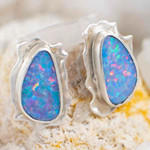  MATTE LUV STERLING SILVER OPAL EARRINGS