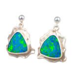  POPOPAL STERLING SILVER OPAL EARRINGS