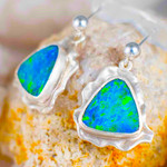  POPOPAL STERLING SILVER OPAL EARRINGS