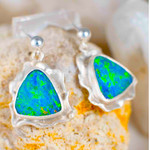  POPOPAL STERLING SILVER OPAL EARRINGS