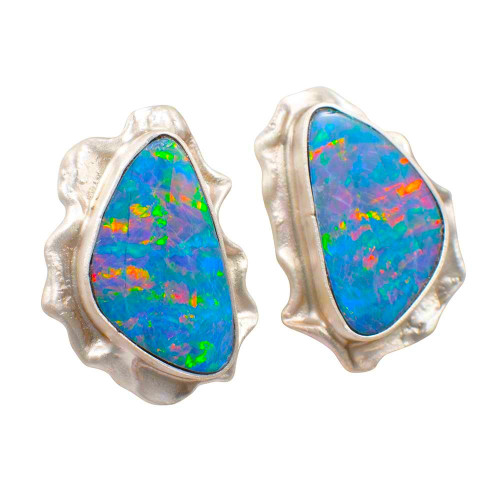 *1 A GEM JEWELER STERLING SILVER OPAL EARRINGS