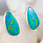  STUDIO ART STERLING SILVER AUSTRALIAN OPAL EARRINGS