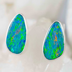  STUDIO ART STERLING SILVER AUSTRALIAN OPAL EARRINGS