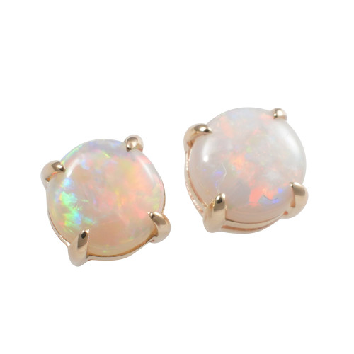 * 1 SUGAR BUN 14KT GOLD AUSTRALIAN OPAL EARRINGS*