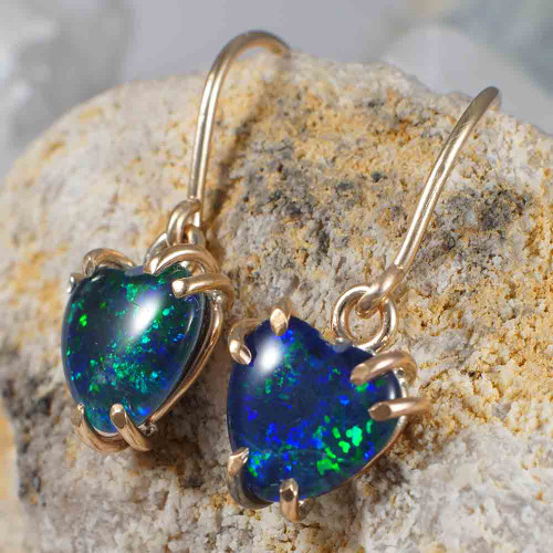 * 1 HEART SHAPED ROSE GOLD FILLED OPAL EARRINGS