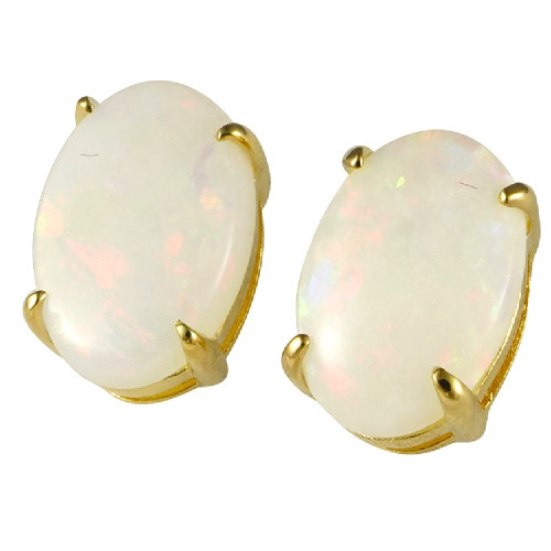  A MARICUYA 18KT YELLOW GOLD PLATED AUSTRALIAN WHITE OPAL STUD EARRINGS