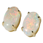   A  BESITO 14KT GOLD NATURAL AUSTRALIAN WHITE OPAL STUD EARRINGS