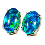   A GEOGRIA 14KT WHITE GOLD AUSTRALIAN OPAL EARRINGS