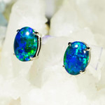   A GEOGRIA 14KT WHITE GOLD AUSTRALIAN OPAL EARRINGS