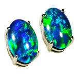   A GEOGRIA 14KT WHITE GOLD AUSTRALIAN OPAL EARRINGS