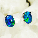   A GEOGRIA 14KT WHITE GOLD AUSTRALIAN OPAL EARRINGS