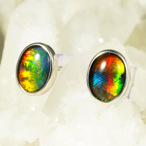  1  LIKE NO OTHER 14KT WHITE GOLD AUSTRALIAN OPAL EARRINGS