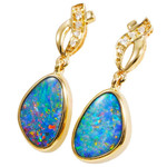   A   PRISMATICA 14KT YELLOW GOLD & DIAMOND AUSTRALIAN OPAL DROP EARRINGS