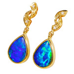   A  IDIRA 14KT YELLOW GOLD & DIAMOND AUSTRALIAN OPAL DROP EARRINGS