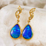   A  IDIRA 14KT YELLOW GOLD & DIAMOND AUSTRALIAN OPAL DROP EARRINGS