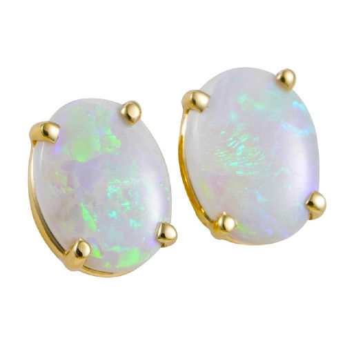 *  A SUMMER DAY 14KT YELLOW GOLD SOLID OPAL STUD EARRINGS